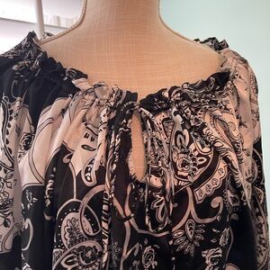 Cato Black and White Sleeveless Tie Front Blouse